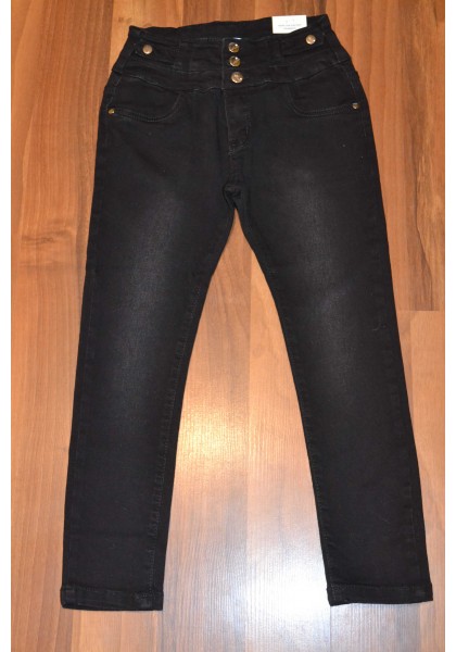 Черные джинсы для девочек с высокой посадкой подростковые GRACE,размер 134-164 см